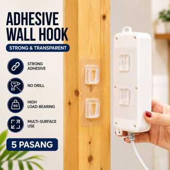 TCMAKE Rak Gantungan Hook Wall Hanger Adhesive 5.8x5.8cm 5 Pasang - TC21