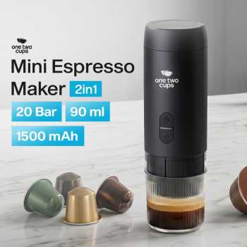 One Two Cups Portable Coffee Maker 2in1 20 Bar 1500mAh for Nespresso - HS9440-2S