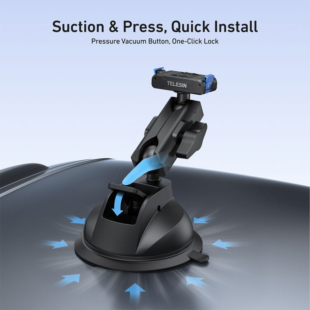 TELESIN Suction Cup Car Holder Action Camera for DJI Osmo Action 3/4/5 - S3-SUS-05-TDJ Gambar produk TELESIN Suction Cup Car Holder Action Camera for DJI Osmo Action 3/4/5 - S3-SUS-05-TDJ - 3