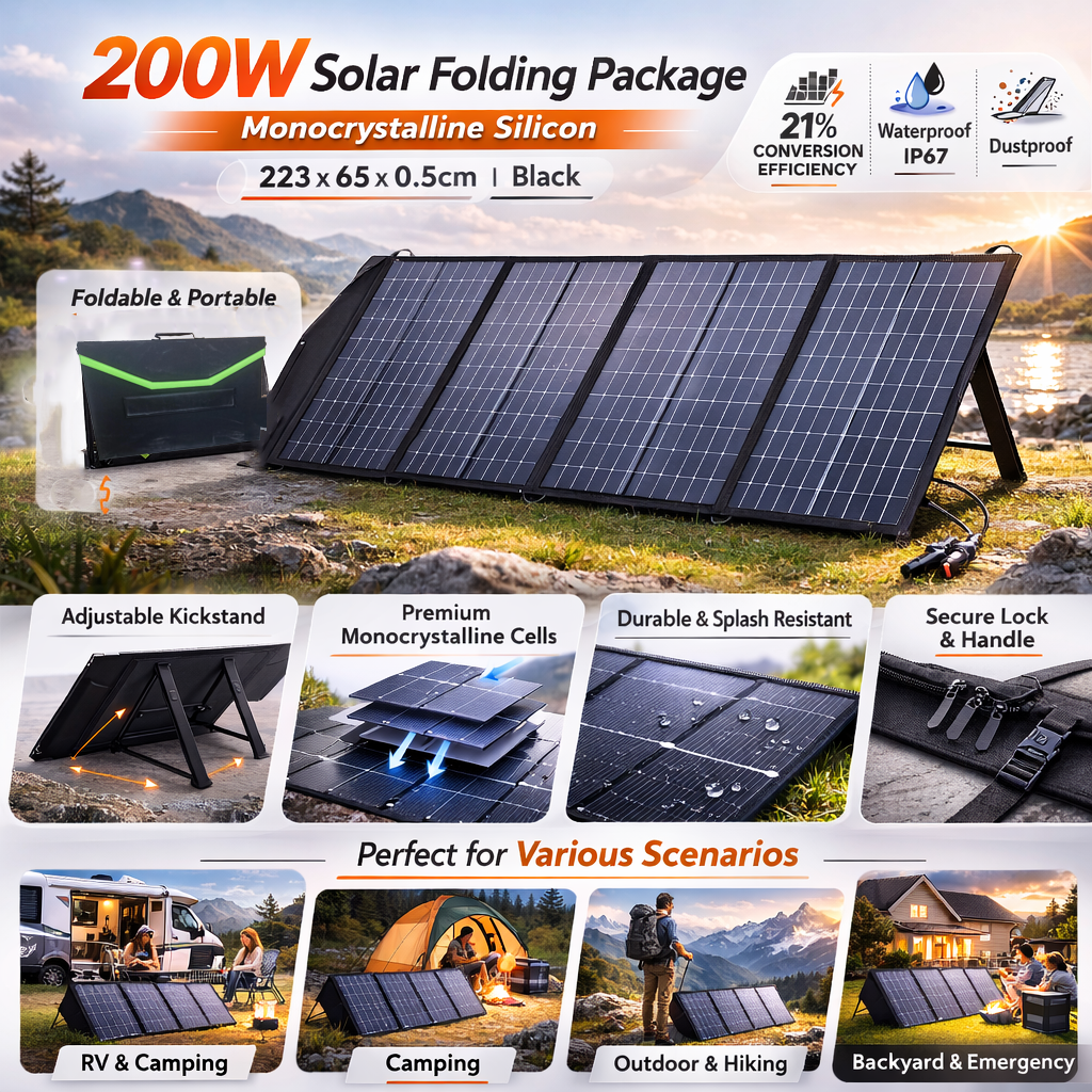 Jinyang Solar Panel Lipat Monocrystalline Portable Foldable 18V 200W - PV-BX200 Gambar produk Jinyang Solar Panel Lipat Monocrystalline Portable Foldable 18V 200W - PV-BX200 - 5
