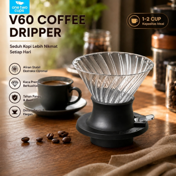 One Two Cups V60 Coffee Dripper Alat Seduh Kopi Manual Kaca 1-2 Cup - VD-50R