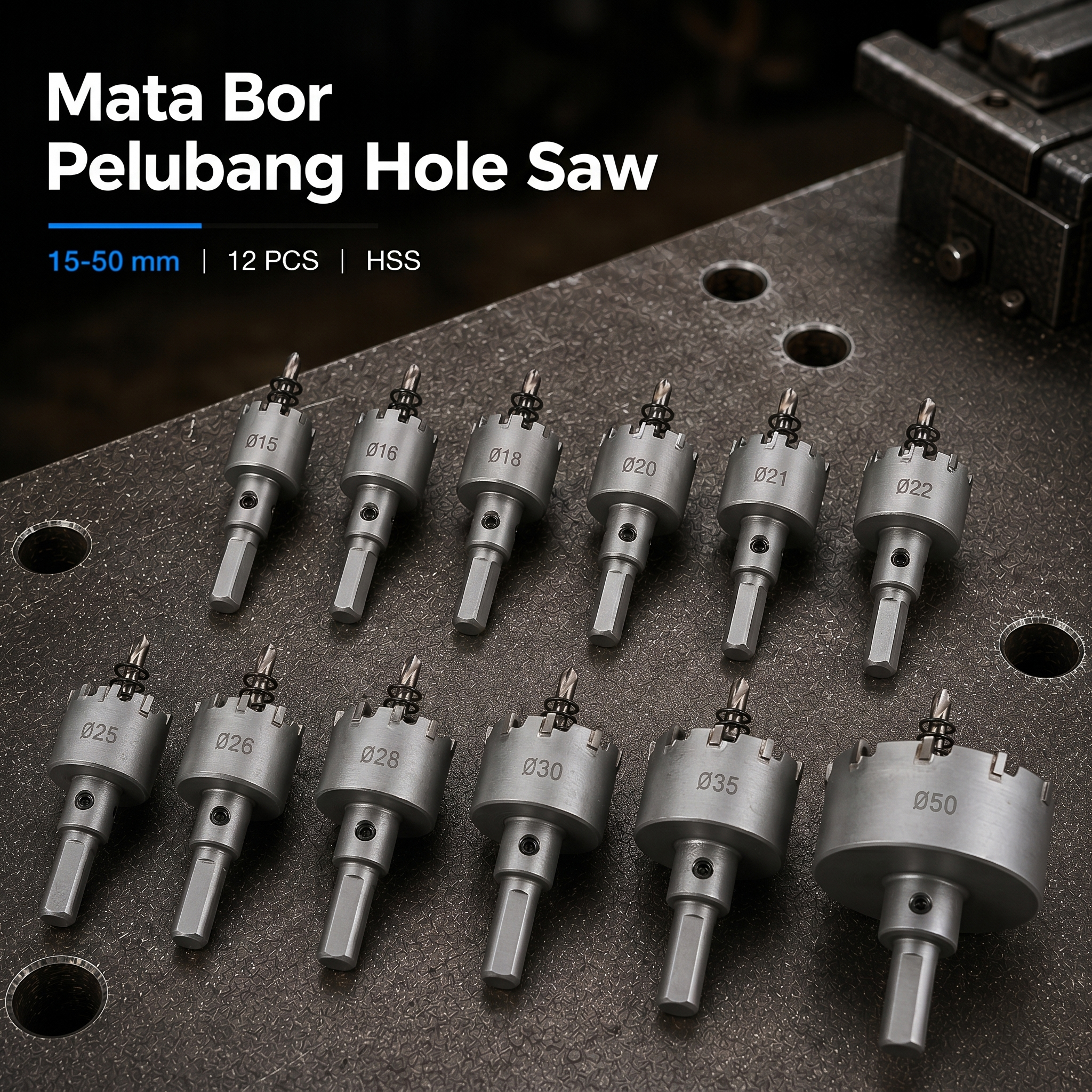 CNCCANEN Mata Bor Pelubang HSS Hole Saw Bit Set 12 PCS - GJ0105 Gambar produk CNCCANEN Mata Bor Pelubang HSS Hole Saw Bit Set 12 PCS - GJ0105 - Utama