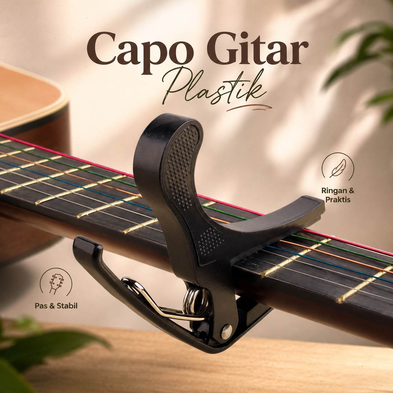 TaffSTUDIO Capo Gitar Guitar Tuning Clamp Simple Design Plastic - 2681 Gambar produk TaffSTUDIO Capo Gitar Guitar Tuning Clamp Simple Design Plastic - 2681 - Utama