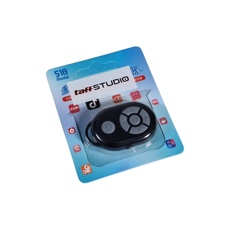 TaffSTUDIO Remot Kontrol Bluetooth Universal iOS Android Tiktok Selfie - S18 Gambar produk TaffSTUDIO Remot Kontrol Bluetooth Universal iOS Android Tiktok Selfie - S18 - Kemasan