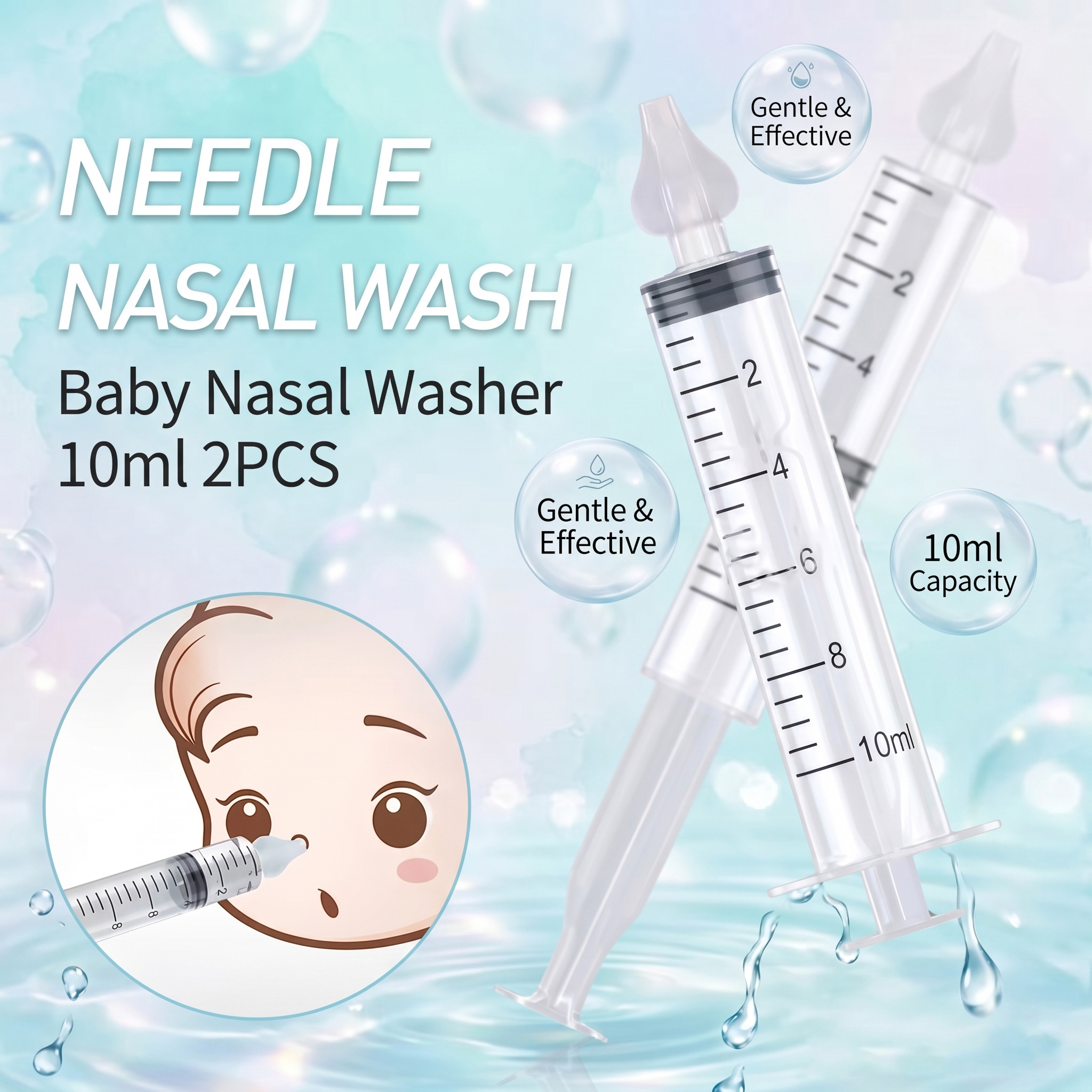 BabyAge Baby Nose Cleaner Infant Nasal Aspirator Washer 10ml 2 PCS - BB2 Gambar produk BabyAge Baby Nose Cleaner Infant Nasal Aspirator Washer 10ml 2 PCS - BB2 - Utama