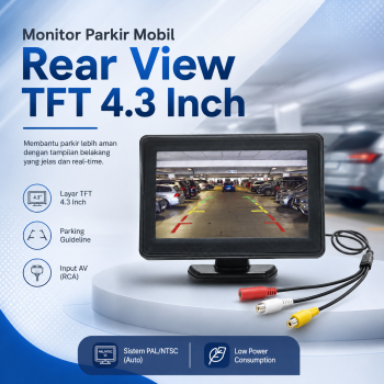 Gambar produk MJDOUD Monitor Parkir Mobil Rear View TFT LCD Display 4.3 Inch - 433