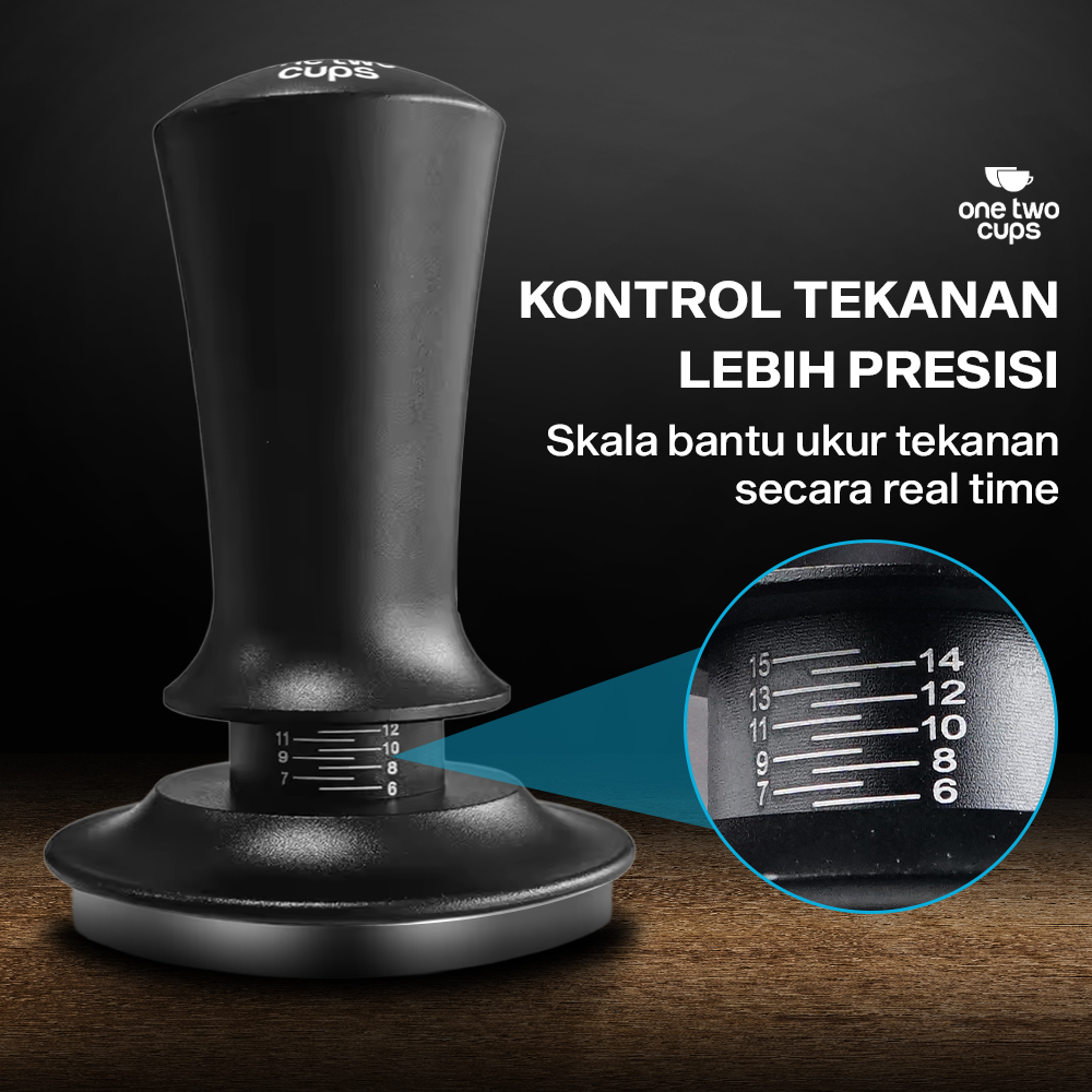 One Two Cups Tamper Kopi Espresso Barista Threaded Base Stainless 304 58mm - JN-24 Gambar produk One Two Cups Tamper Kopi Espresso Barista Threaded Base Stainless 304 58mm - JN-24 - 3
