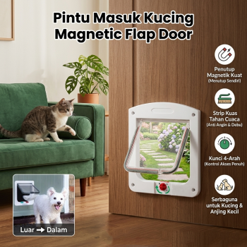 TRICAT Pintu Masuk Kucing Magnetic Flap Door 4 Way Lock Pet Door - TR4