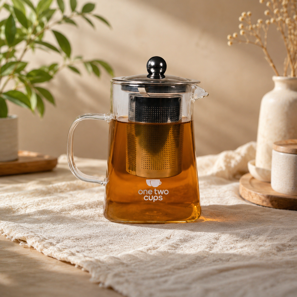 One Two Cups Teko Teh Kaca Borosilikat Saringan Tahan Panas Teapot 500ml - TP-761 Gambar produk One Two Cups Teko Teh Kaca Borosilikat Saringan Tahan Panas Teapot 500ml - TP-761 - 1