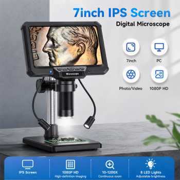 Gambar produk Taffware Mikroskop Digital Monitor 16MP 1200X IPS 7 Inch with Remote - MK7