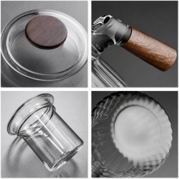 Gambar produk GAOPENG Teko Kaca Borosilikat Tahan Panas Handle Wood Tea Filter 590ml - GPN550 - 3