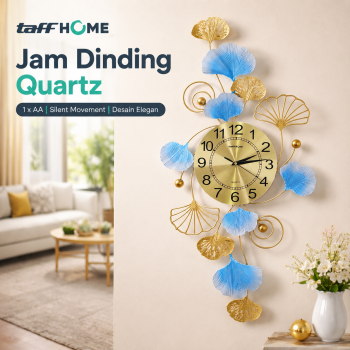 TaffHOME Jam Dinding Besi Elegan Ginkgo Biloba Silent Movement 91.5cm - 2221C