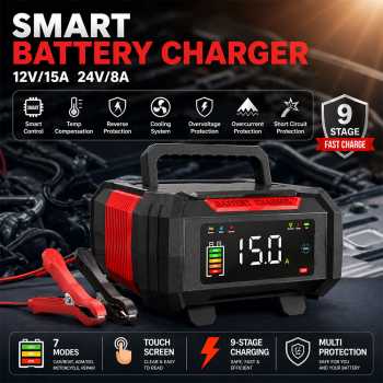 Taffware Charger Baterai Aki Mobil Motor Portable LED 250W 12/24V - FPT-300