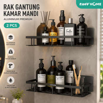 TaffHOME Rak Gantung Kamar Mandi Organizer Rack Aluminium 2 PCS - SHR241