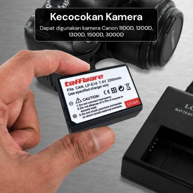 Taffware Baterai Kamera DSLR Canon LP-E10 2200mAh Gambar produk Taffware Baterai Kamera DSLR Canon LP-E10 2200mAh - 3