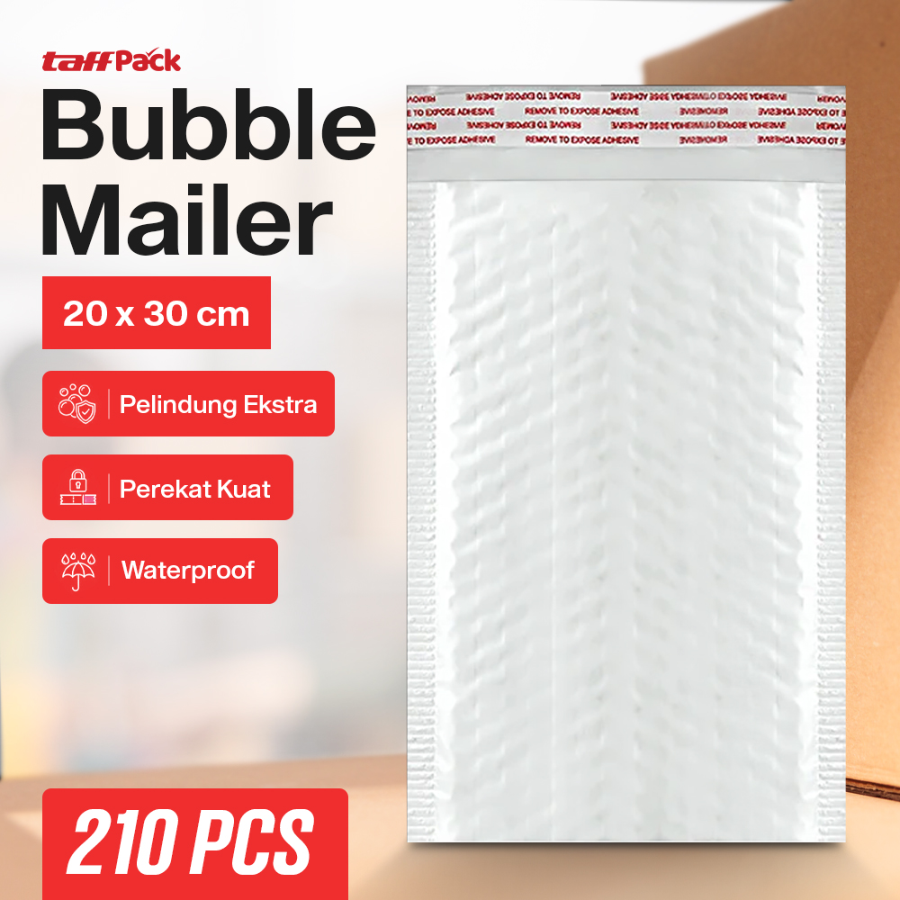 TaffPACK Bubble Mailer Kantong Packing Self Seal 80G 20x30+4CM 210PCS - TB2030 Gambar produk TaffPACK Bubble Mailer Kantong Packing Self Seal 80G 20x30+4CM 210PCS - TB2030 - Utama