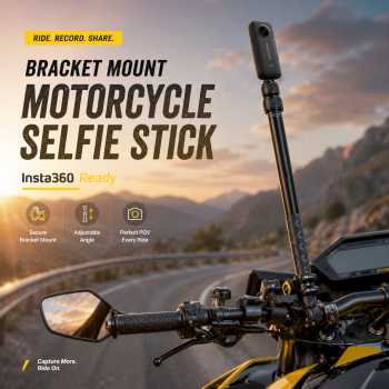 PINGWEN Clamp Bracket Mount Motorcycle Monopod Selfie Stick Insta360 - 556PU817