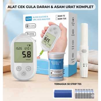 TaffOmicron Alat Cek Gula Darah Glucometer Kit 50 Test Strips - BGM-T2