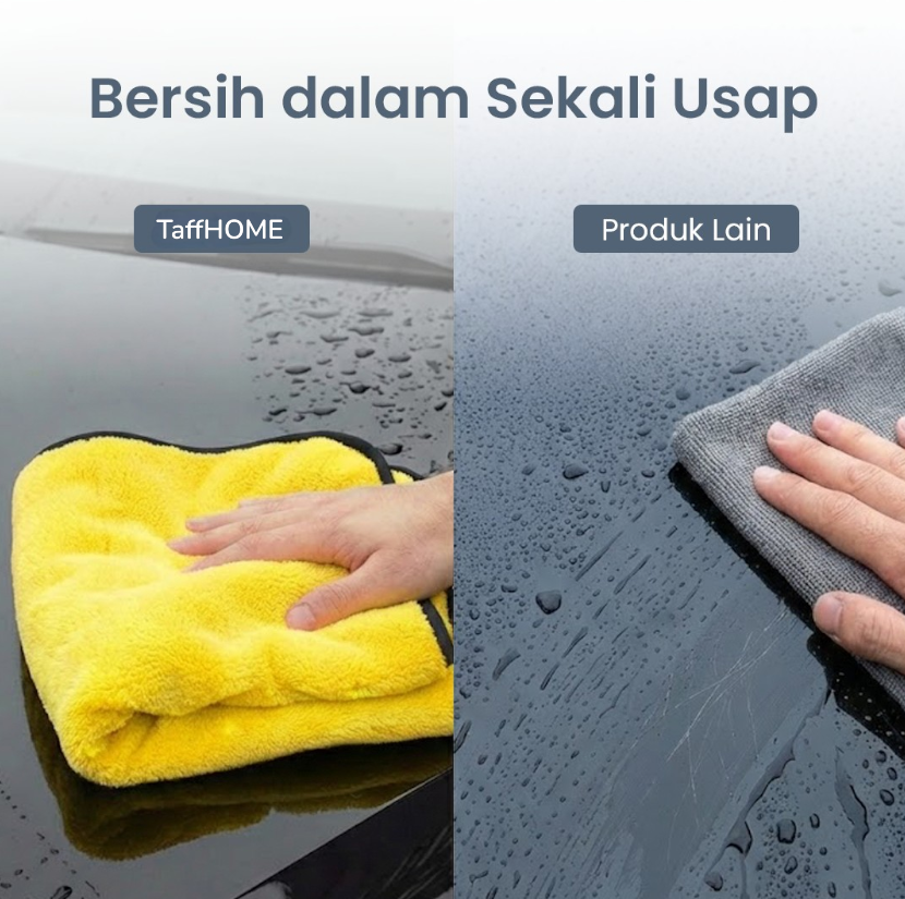 TaffHOME Kain Lap Microfiber Premium Mobil Multifungsi 611 GSM 30x30cm - H-25 Gambar produk TaffHOME Kain Lap Microfiber Premium Mobil Multifungsi 611 GSM 30x30cm - H-25 - 1