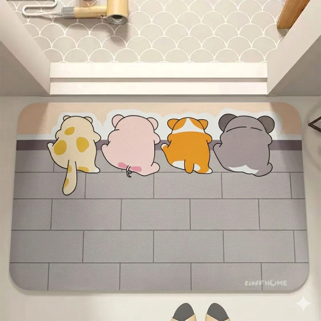 TaffHOME Keset Kamar Mandi Cartoon Anti Slip Diatomite 40x60cm - LA60 Gambar produk TaffHOME Keset Kamar Mandi Cartoon Anti Slip Diatomite 40x60cm - LA60 - 2