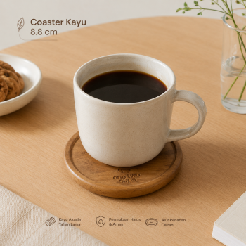 One Two Cups Coaster Kayu Tatakan Gelas Kopi Wood Holder - EQF310