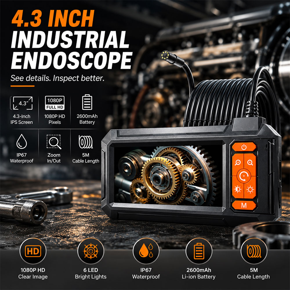 Taffware Kamera Endoskop Industrial Borescope 4.3 Inch IP67 2600mAh 5M - P410 Gambar produk Taffware Kamera Endoskop Industrial Borescope 4.3 Inch IP67 2600mAh 5M - P410 - Utama