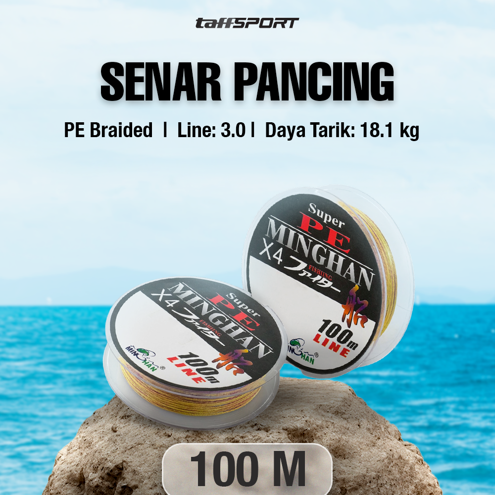 Gambar produk TaffSPORT MINGHAN Senar Benang Tali Pancing Super PE Braided Line 100M 3.0 - X4 - Utama