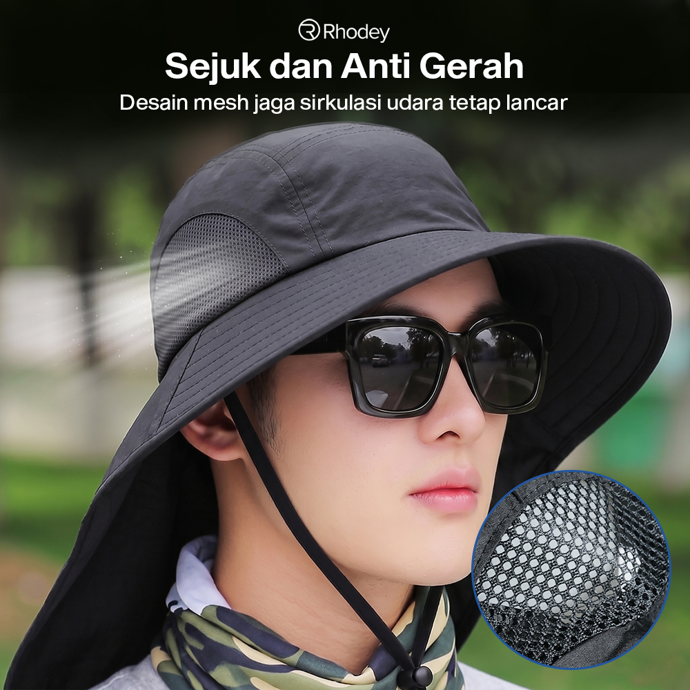 Rhodey Topi Rimba Hiking Outdoor Anti UV Waterproof Polyamide - BH031 Gambar produk Rhodey Topi Rimba Hiking Outdoor Anti UV Waterproof Polyamide - BH031 - 2