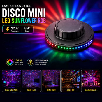 JOYINLED Lampu Proyektor Disco Mini LED Sunflower RGB 220V 8W - J-560