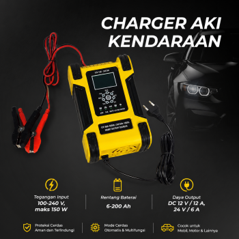 Gambar produk FOXSUR Charger Aki Mobil Motor Intelligent Battery Charger 12V/24V 12A - FBC122412D
