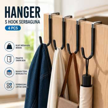 YJIA Hanger Gantungan S Hook Serbaguna Logam 4 PCS - Y-4