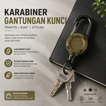 FXM Karabiner Gantungan Kunci Wire Puller Keychain ID Holder - FX-11