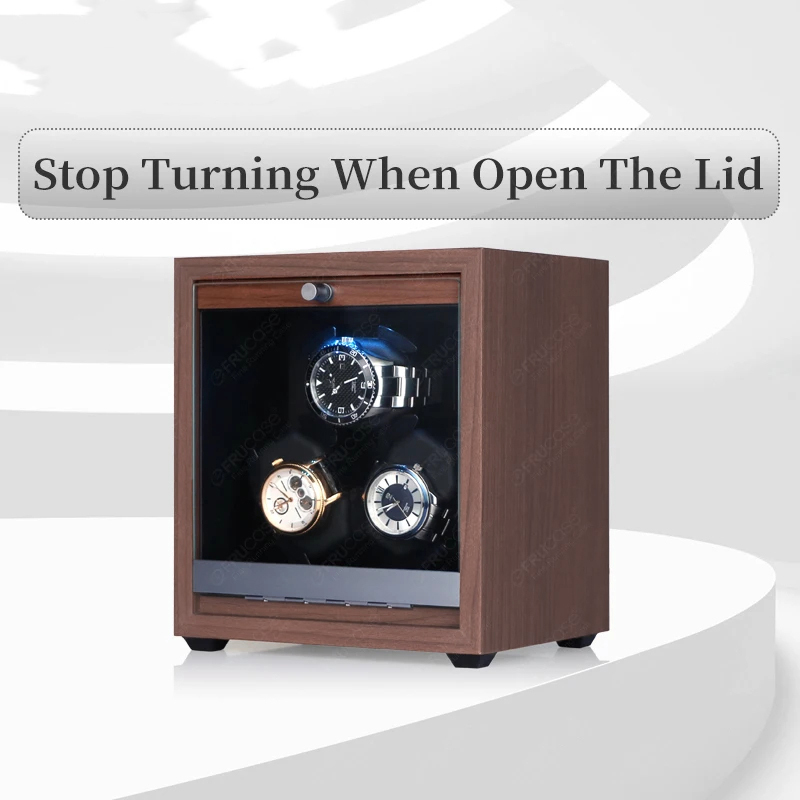 FRUCASE Watch Winder Wood LED Pemutar Jam Tangan Otomatis 3 Slot - SKW167 Gambar produk FRUCASE Watch Winder Wood LED Pemutar Jam Tangan Otomatis 3 Slot - SKW167 - 1
