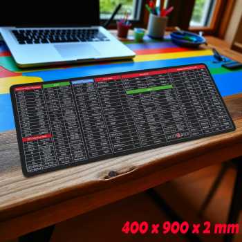 TaffGEAR Mouse Pad XL Anti Slip Keyboard Shortcut Desk Mat - MOS002