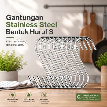 TaffHOME Hanger Gantungan S Serbaguna Stainless Steel Hook 10 PCS - M127