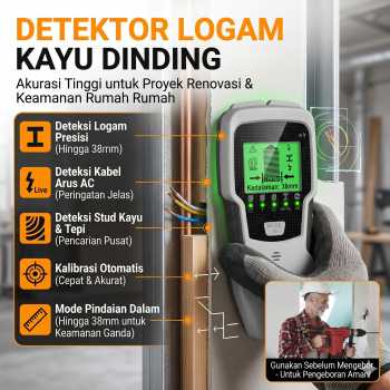 Tucuxi Detektor Logam Kayu 5in1 Wall Scanner Alarm LCD Backlit - SH501