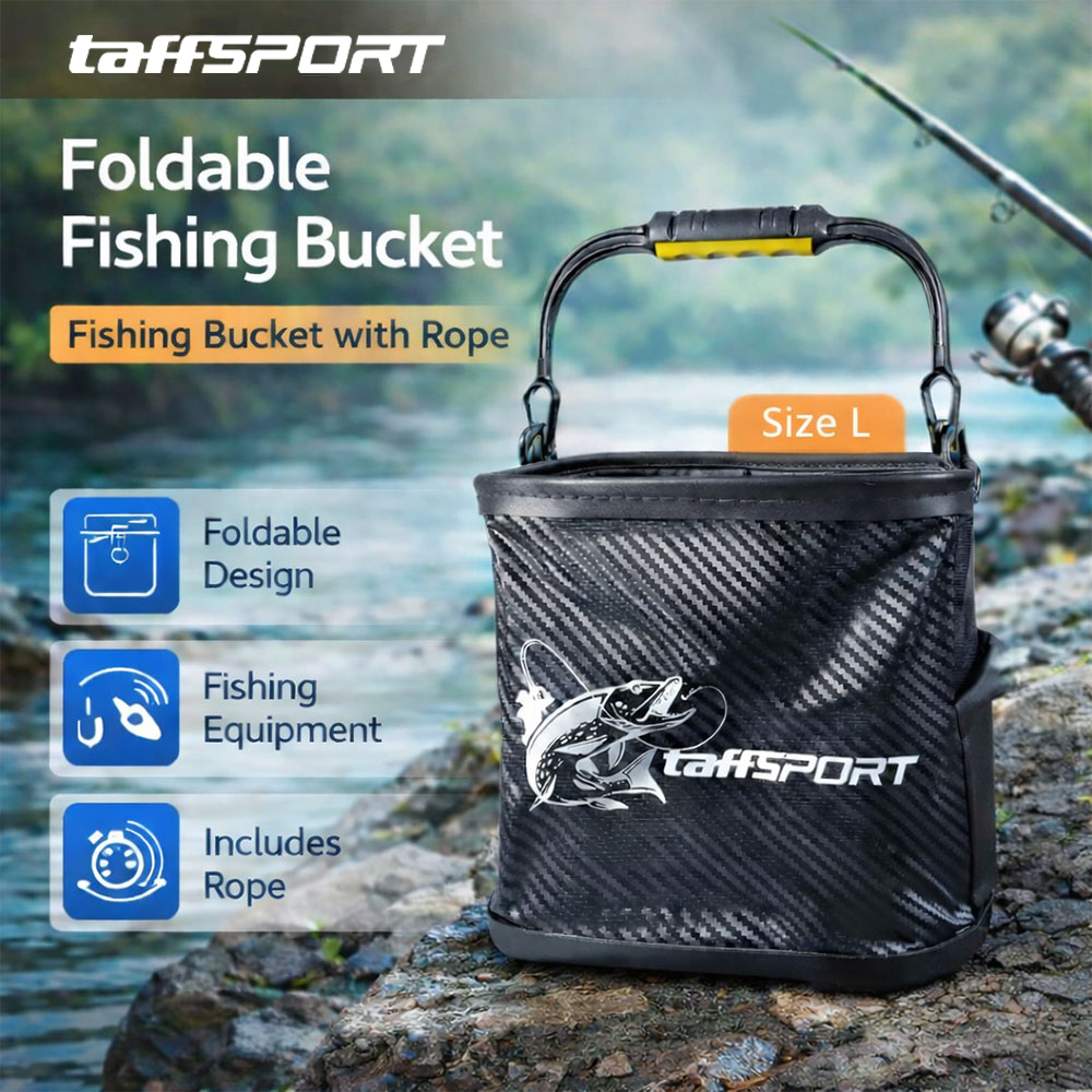 TaffSPORT Tas Pancing Ember Lipat EVA Fishing Bucket with Rope L - TT120 Gambar produk TaffSPORT Tas Pancing Ember Lipat EVA Fishing Bucket with Rope L - TT120 - Utama