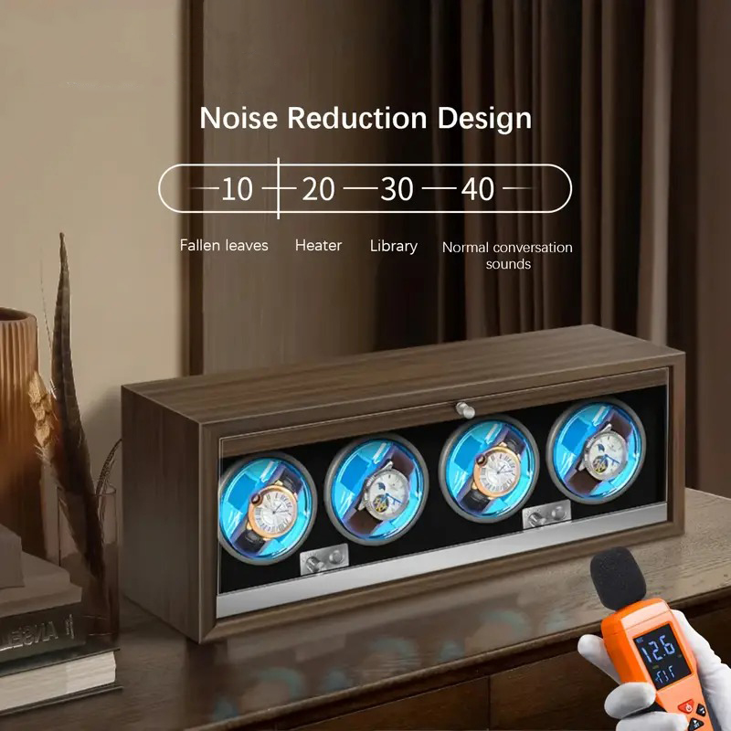 Simple Wishes Kotak Jam Tangan Putar Otomatis Watch Winder LED 4 Slot - SKW164-B Gambar produk Simple Wishes Kotak Jam Tangan Putar Otomatis Watch Winder LED 4 Slot - SKW164-B - 3