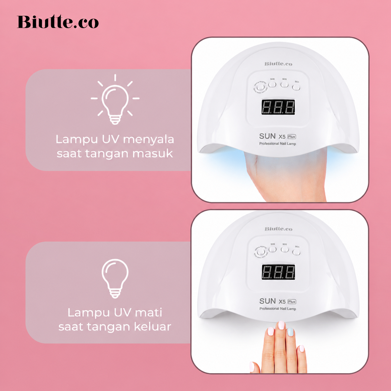 Biutte.co Pengering Kutek Kuku UV LED Nail Dryer 72 W 36 LED - SUN X5 Plus Gambar produk Biutte.co Pengering Kutek Kuku UV LED Nail Dryer 72 W 36 LED - SUN X5 Plus - 2