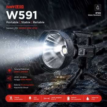 TaffLED Senter LED Multifungsi XHP50 Tripod Flashlight IPX6 20W - W591