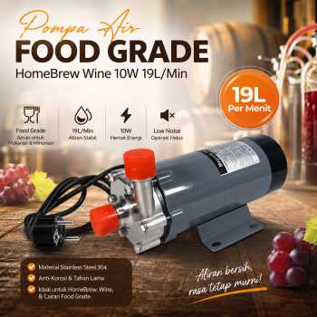 Pompa Air Elektrik Magnet Pump Food Grade HomeBrew Wine 10W 19L/Min - MP-15RM