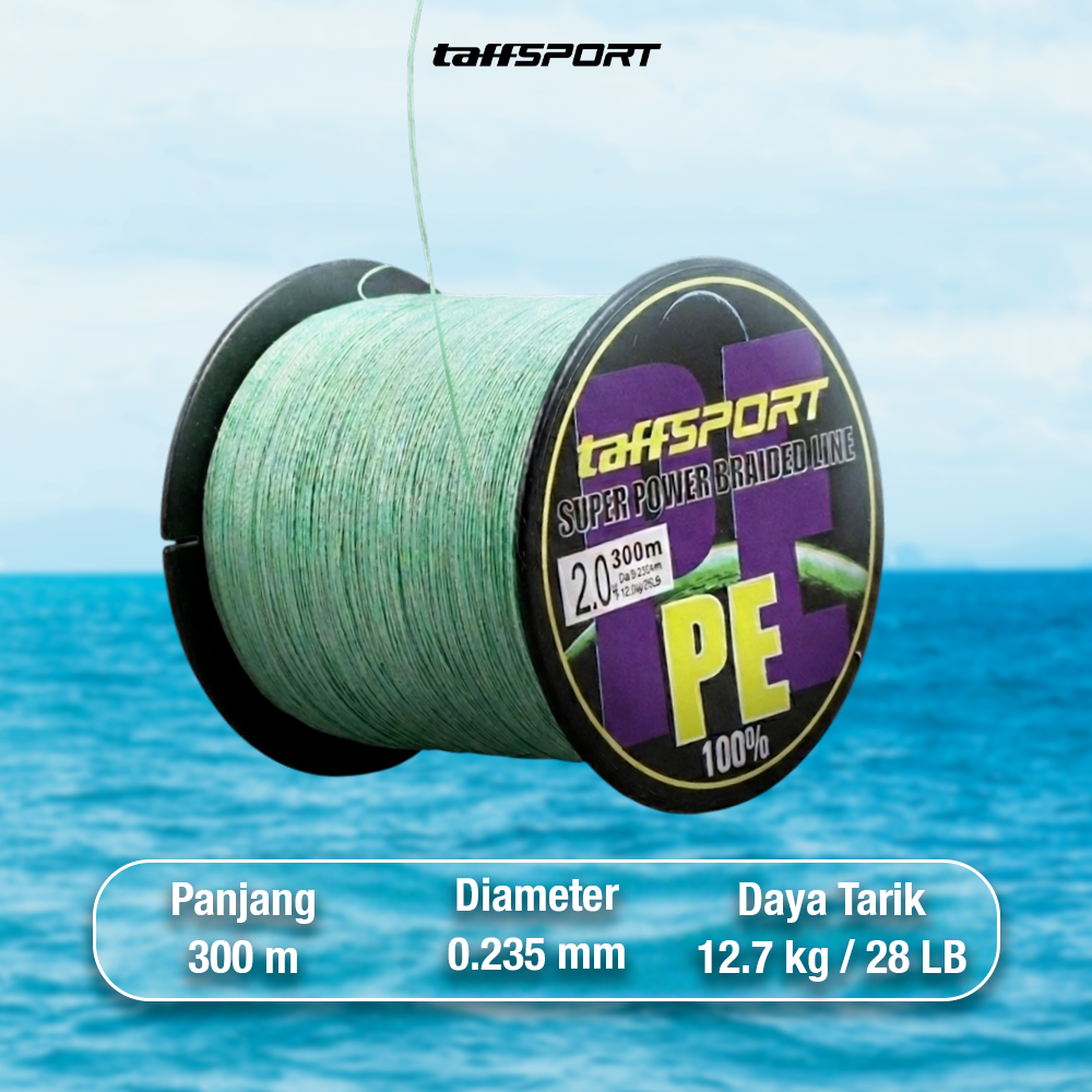 TaffSPORT Senar Tali Benang Pancing Fishing Line PE Braided 300M 2.0 - TF102 Gambar produk TaffSPORT Senar Tali Benang Pancing Fishing Line PE Braided 300M 2.0 - TF102 - 5