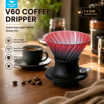 One Two Cups V60 Coffee Dripper Alat Seduh Kopi Manual Kaca 1-2 Cup - VD-50R