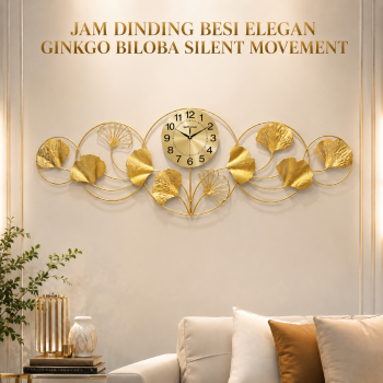 TaffHOME Jam Dinding Besi Elegan Ginkgo Biloba Silent Movement 120cm - LZ-43