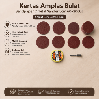 ZEHIQ Kertas Amplas Bulat Sandpaper Orbital Sander 5cm 60-2000# 100PCS - CB-40