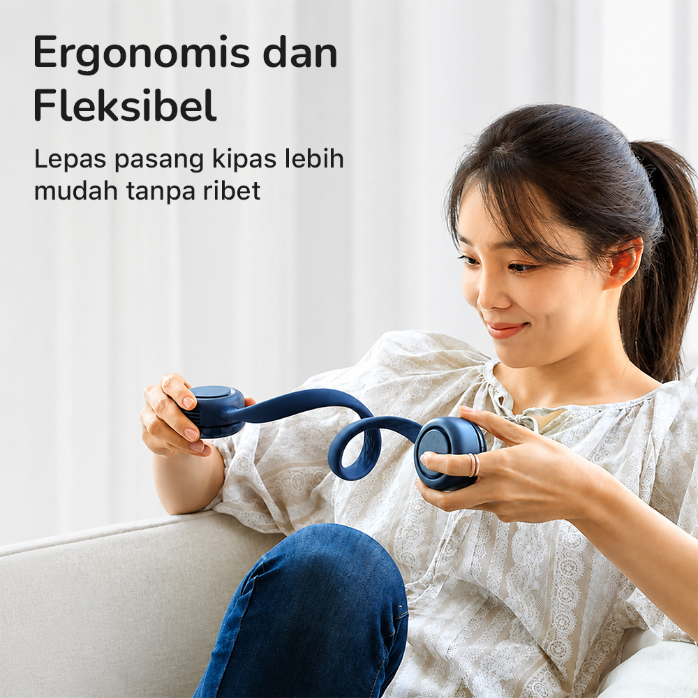 Sanhuo Kipas Leher Portable Flexible 3 Speed Rechargeable 1800mAh - 350 Gambar produk Sanhuo Kipas Leher Portable Flexible 3 Speed Rechargeable 1800mAh - 350 - 3