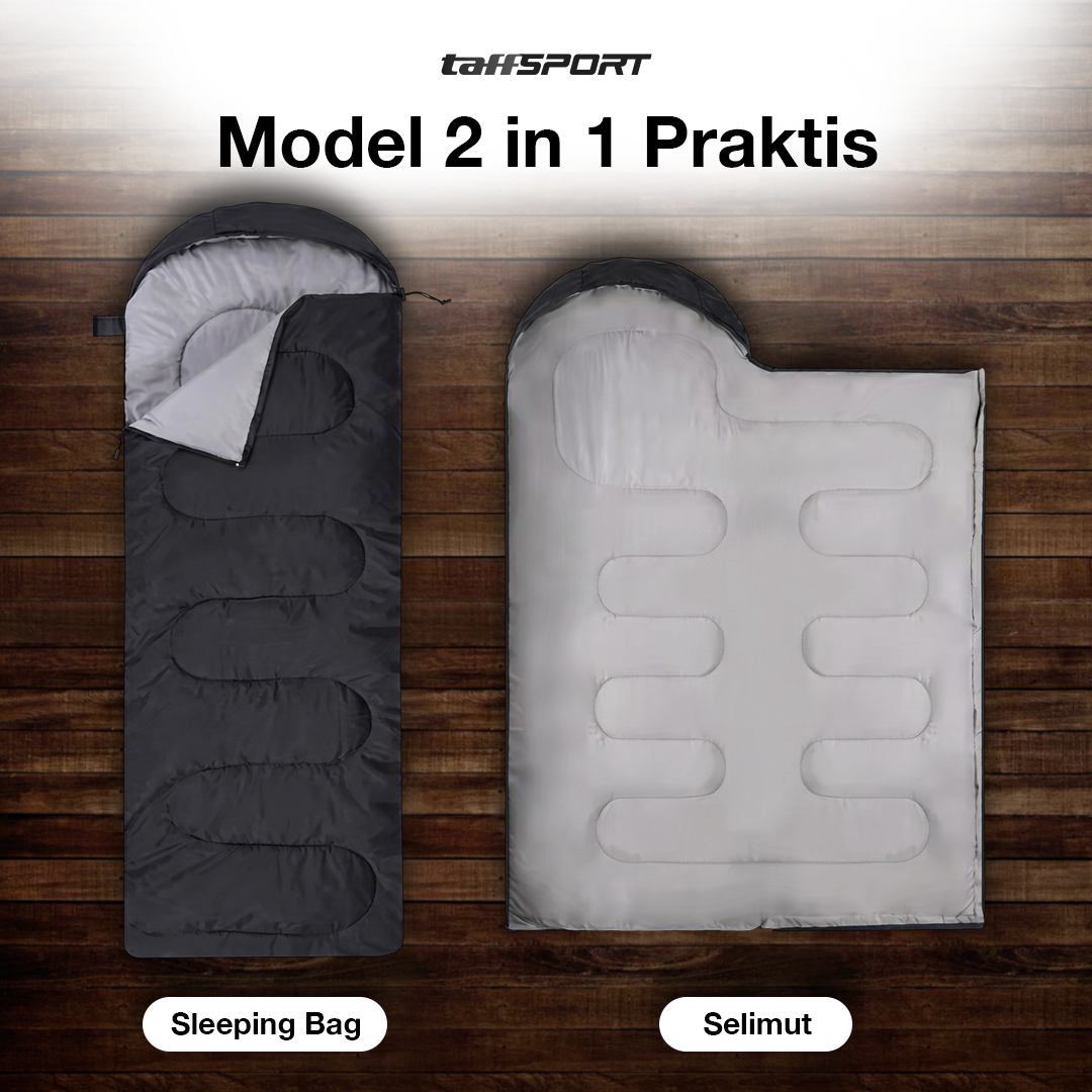 Gambar produk TaffSPORT Kantong Tidur Sleeping Bag 2in1 Envelope Model 2.1Mx75cm - INU117 - 2