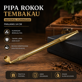 HINRYO Pipa Rokok Tembakau Kuningan Brass Smoking Pipe - TB2