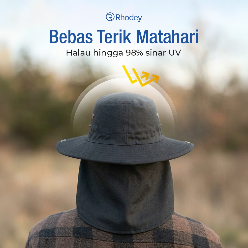 Rhodey Topi Rimba Outdoor Anti UV Boonie Hat Nylon with Neck Flap - PF005 Gambar produk Rhodey Topi Rimba Outdoor Anti UV Boonie Hat Nylon with Neck Flap - PF005 - 2