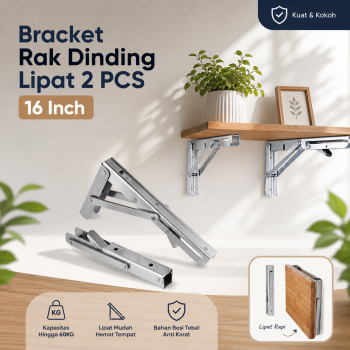 COWORK Bracket Siku Rak Dinding Lipat Penyangga Stainless Steel 2 PCS - CW16
